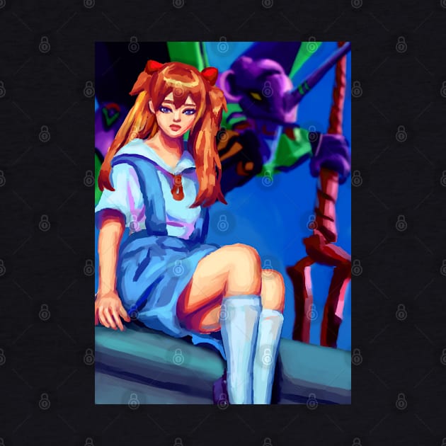 Asuka Langley Evangelion 90s Anime Fan Art by craftsanime